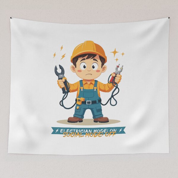 Item preview, Electrician Mode On Social Mode Off – Kawaii Electrician Funny Work T-Shirt designed and sold by Design-Pro-21.