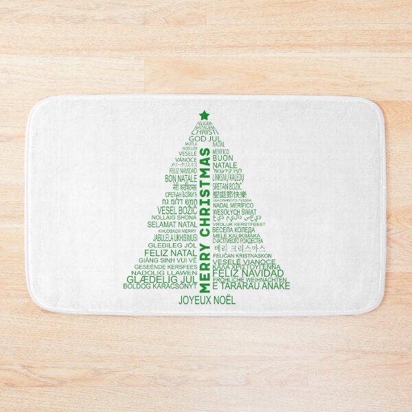 Item preview, Christmas tree - Merry Christmas in many languages, green, word cloud designed and sold by EvieWoj.