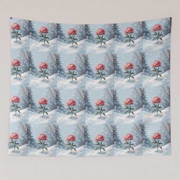 Item preview, Peony, magic flower in unexpected place, winter wonderland  designed and sold by digitalbitcraft.