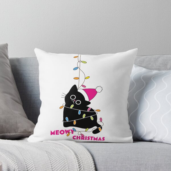 Item preview, Meowy Christmas Mischief - cute black cat in Christmas lights designed and sold by MandarinaStudio.