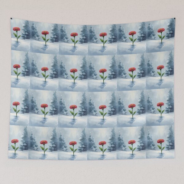 Item preview, Zinnia, magic flower in unexpected place, winter wonderland  designed and sold by digitalbitcraft.