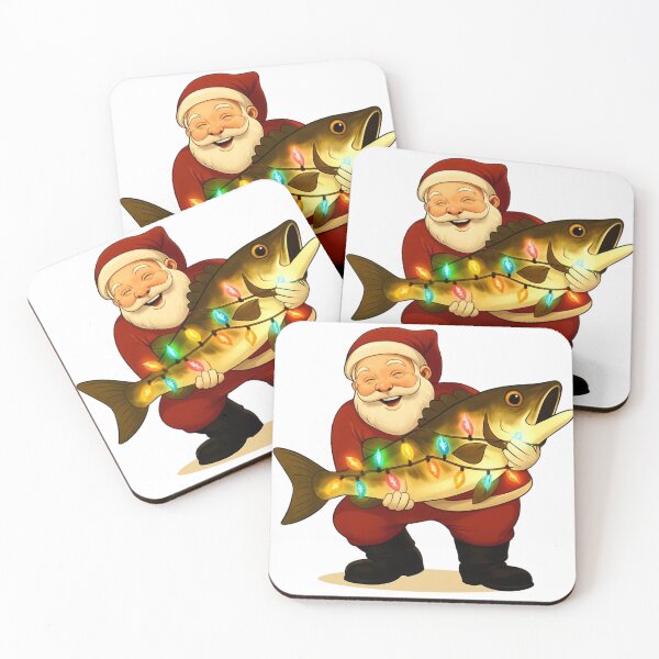 Item preview, Happy Santa Claus Holding Big Fish Funny Fisherman Christmas Gift designed and sold by BestDetailer.