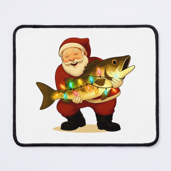 Item preview, Happy Santa Claus Holding Big Fish Funny Fisherman Christmas Gift designed and sold by BestDetailer.