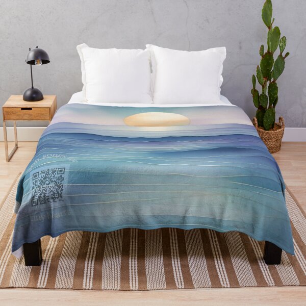 Item preview, Twilight Ocean Watercolor Nursery Art | Indigo, Seafoam & Lavender | Calming Lullaby QR Code designed and sold by Esterlane.