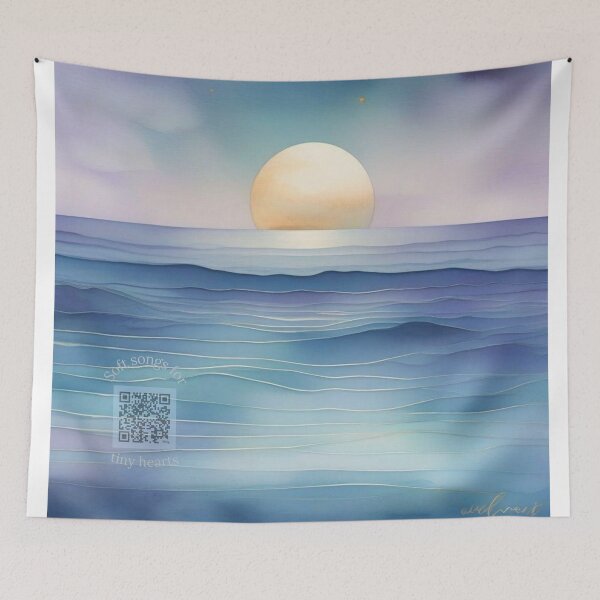 Item preview, Twilight Ocean Watercolor Nursery Art | Indigo, Seafoam & Lavender | Calming Lullaby QR Code designed and sold by Esterlane.
