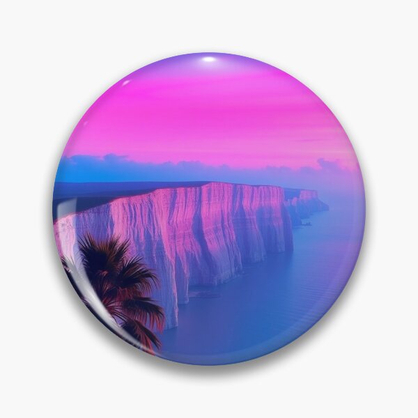Item preview, Vaporwave Sunset Cliffs with Palm Trees Aesthetic Art designed and sold by EllDAV777.