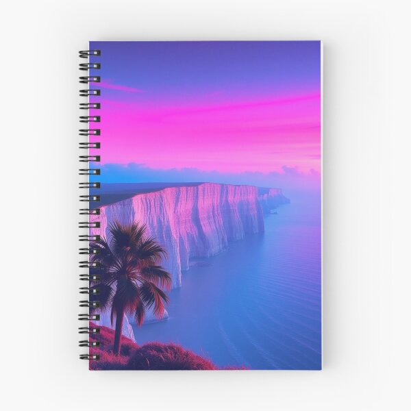 Item preview, Vaporwave Sunset Cliffs with Palm Trees Aesthetic Art designed and sold by EllDAV777.