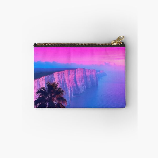 Item preview, Vaporwave Sunset Cliffs with Palm Trees Aesthetic Art designed and sold by EllDAV777.