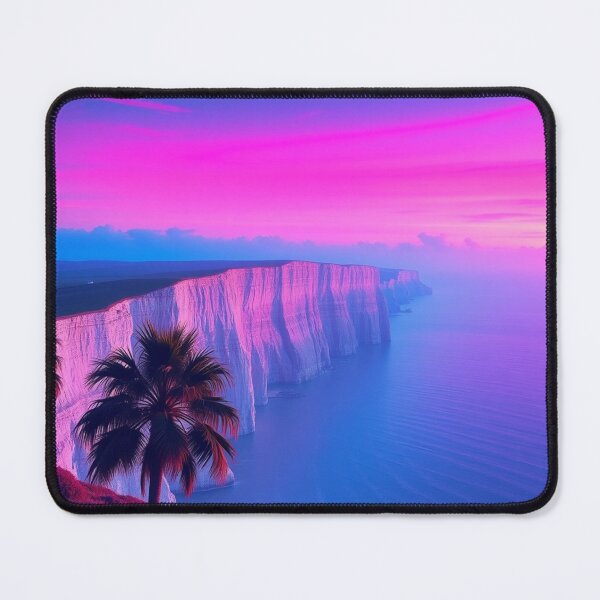 Item preview, Vaporwave Sunset Cliffs with Palm Trees Aesthetic Art designed and sold by EllDAV777.
