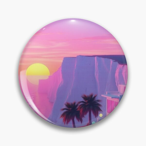 Item preview, Vaporwave Cliff House Sunset | Retro Aesthetic Art Print designed and sold by EllDAV777.