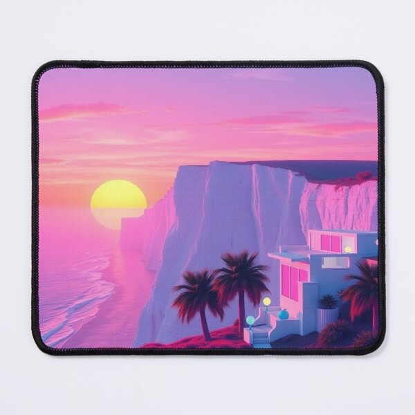 Item preview, Vaporwave Cliff House Sunset | Retro Aesthetic Art Print designed and sold by EllDAV777.