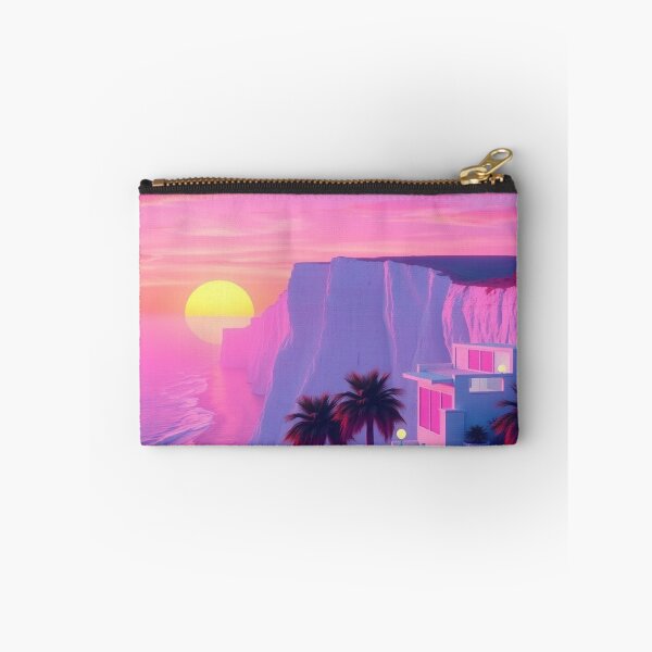 Item preview, Vaporwave Cliff House Sunset | Retro Aesthetic Art Print designed and sold by EllDAV777.