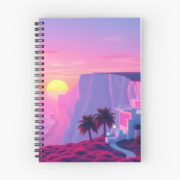 Item preview, Vaporwave Cliff House Sunset | Retro Aesthetic Art Print designed and sold by EllDAV777.