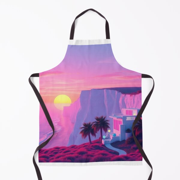 Item preview, Vaporwave Cliff House Sunset | Retro Aesthetic Art Print designed and sold by EllDAV777.