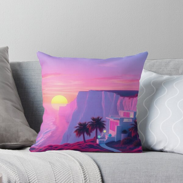 Item preview, Vaporwave Cliff House Sunset | Retro Aesthetic Art Print designed and sold by EllDAV777.