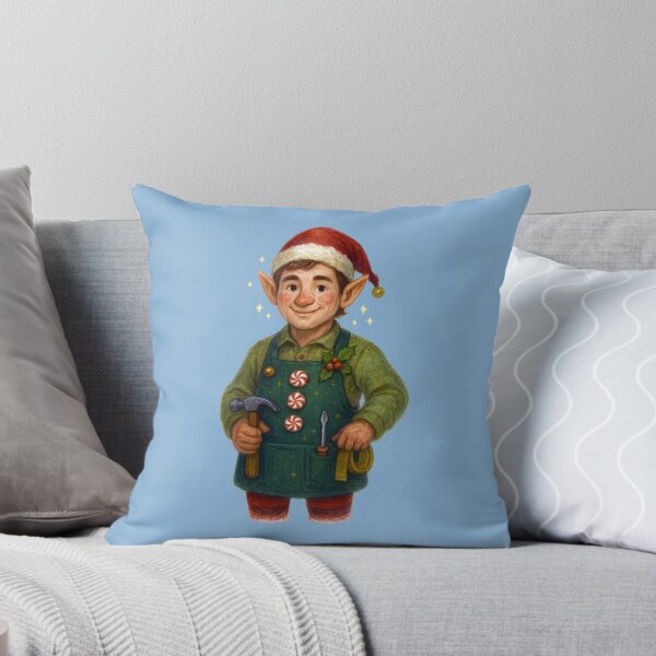 Item preview, Christmas Workshop Elf With Hammer – Festive Craftsman Character designed and sold by BROHLine Studio.