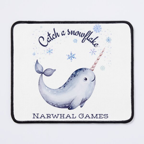 Item preview, Cute Narwhal in the North Pole – Catch a Snowflake Winter Narwhal Fun designed and sold by SunandShade.