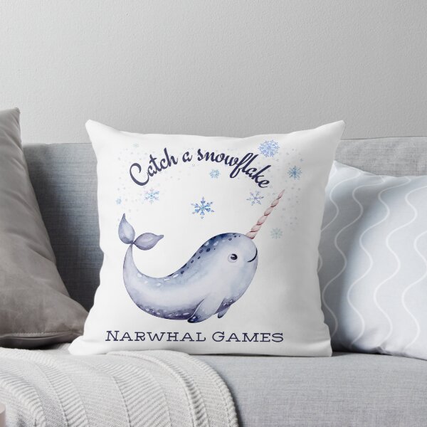Item preview, Cute Narwhal in the North Pole – Catch a Snowflake Winter Narwhal Fun designed and sold by SunandShade.