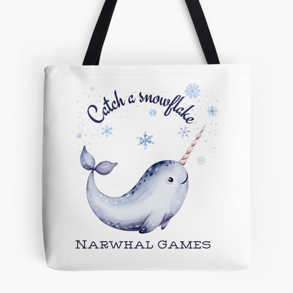 Item preview, Cute Narwhal in the North Pole – Catch a Snowflake Winter Narwhal Fun designed and sold by SunandShade.