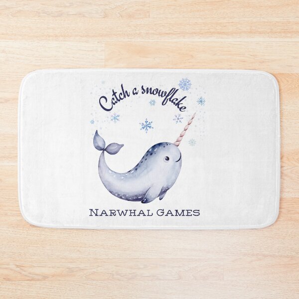 Item preview, Cute Narwhal in the North Pole – Catch a Snowflake Winter Narwhal Fun designed and sold by SunandShade.