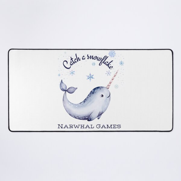 Item preview, Cute Narwhal in the North Pole – Catch a Snowflake Winter Narwhal Fun designed and sold by SunandShade.