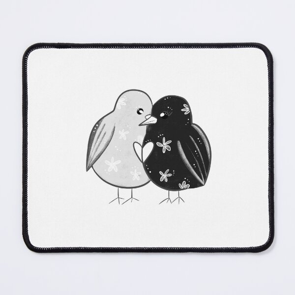 Item preview, Monochrome Lovebirds Sticker – Minimalist Romantic Bird Couple with White Flowers designed and sold by Ink-art-S.