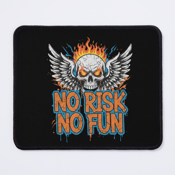 Item preview, No Risk No Fun – Flaming Winged Skull Punk Rock Illustration designed and sold by Choploop.