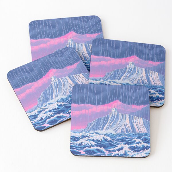 Item preview, "White Cliff Lighthouse in Dramatic Pink Storm | Coastal Art" designed and sold by EllDAV777.