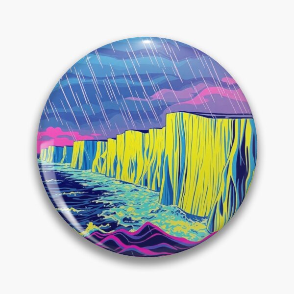 Item preview, Vaporwave Neon Cliffs Rain Aesthetic Art Print designed and sold by EllDAV777.