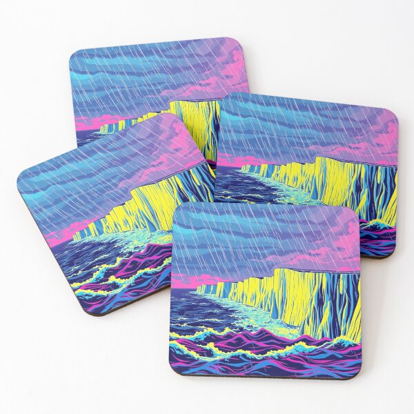 Item preview, Vaporwave Neon Cliffs Rain Aesthetic Art Print designed and sold by EllDAV777.
