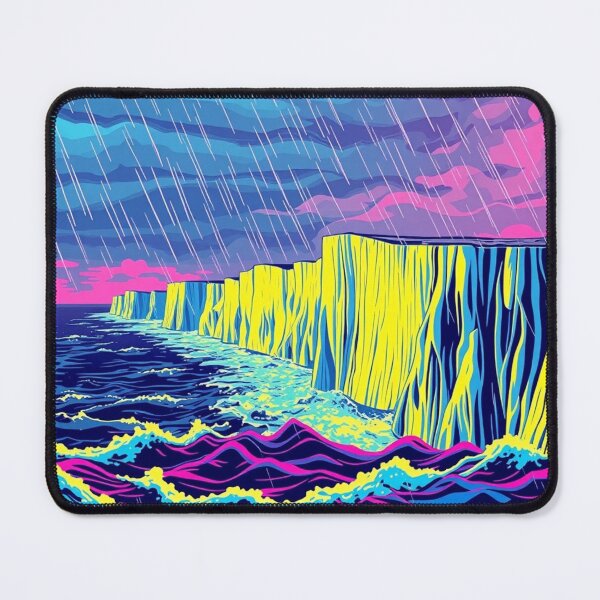 Item preview, Vaporwave Neon Cliffs Rain Aesthetic Art Print designed and sold by EllDAV777.