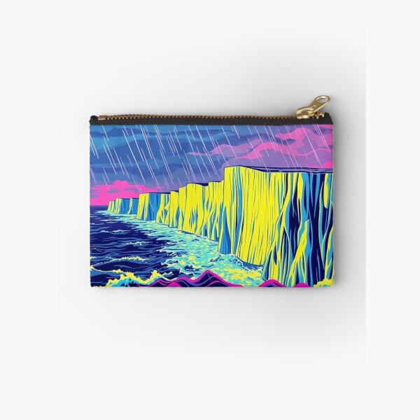Item preview, Vaporwave Neon Cliffs Rain Aesthetic Art Print designed and sold by EllDAV777.
