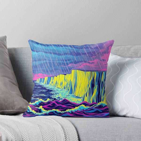 Item preview, Vaporwave Neon Cliffs Rain Aesthetic Art Print designed and sold by EllDAV777.