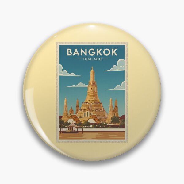 Item preview, Bangkok Vintage Travel Art - Wat Arun - Thailand designed and sold by Wanderprintt.
