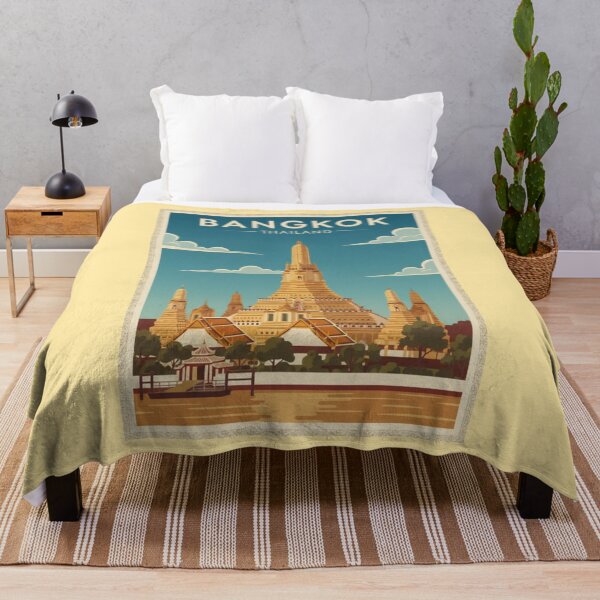Item preview, Bangkok Vintage Travel Art - Wat Arun - Thailand designed and sold by Wanderprintt.