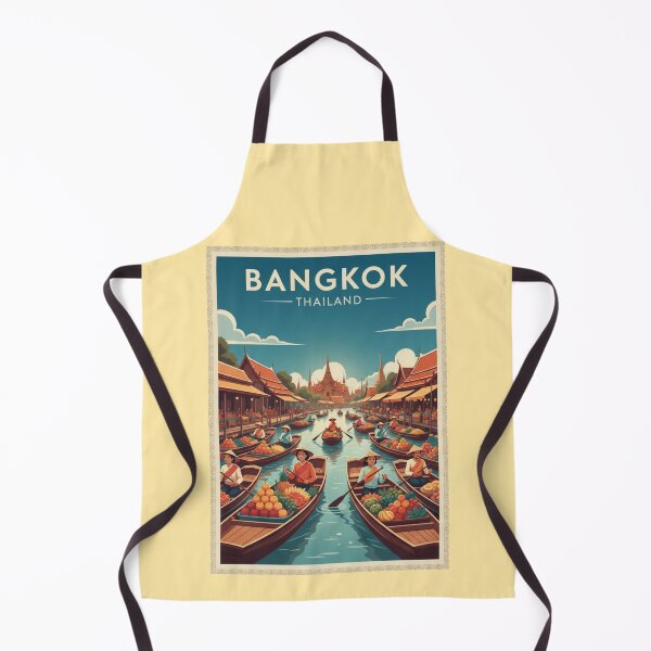 Item preview, Bangkok Vintage Travel Art - Floating Market - Thailand designed and sold by Wanderprintt.