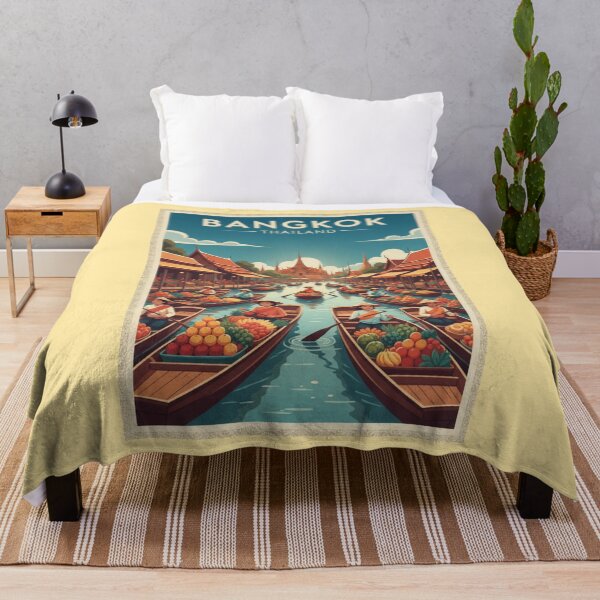 Item preview, Bangkok Vintage Travel Art - Floating Market - Thailand designed and sold by Wanderprintt.