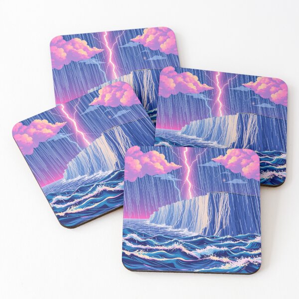 Item preview, Dramatic Lightning Storm Over Ocean Cliff - Aesthetic Art designed and sold by EllDAV777.