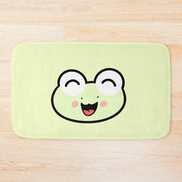 Item preview, Happy Kawaii frog face - Funny and cheerful frog emoji designed and sold by SolarWayfarer.