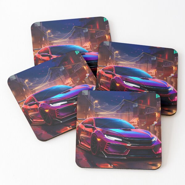 Item preview, Neon Turbo Hatch Racing Under City Night Lights designed and sold by RevUpDesign.