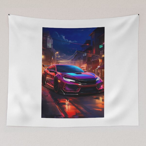 Item preview, Neon Turbo Hatch Racing Under City Night Lights designed and sold by RevUpDesign.