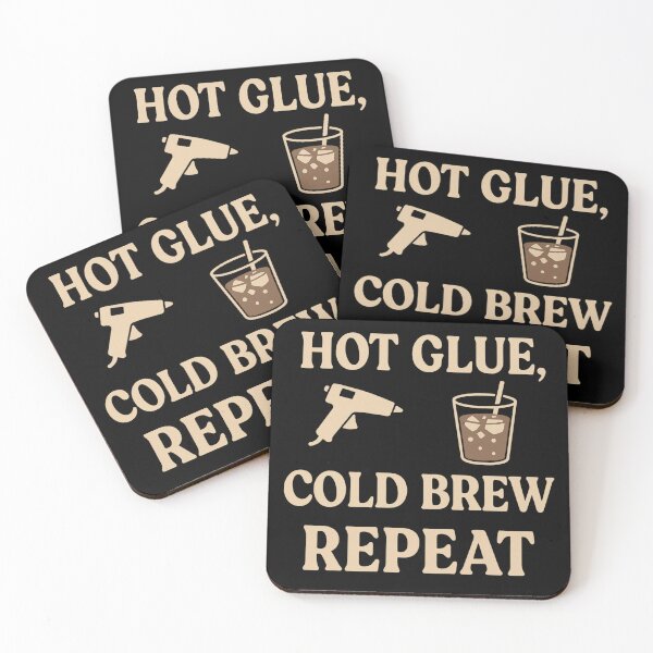 Item preview, Hot Glue Cold Brew Repeat – Funny Craft & Coffee Lover Sticker designed and sold by astersgraphics.
