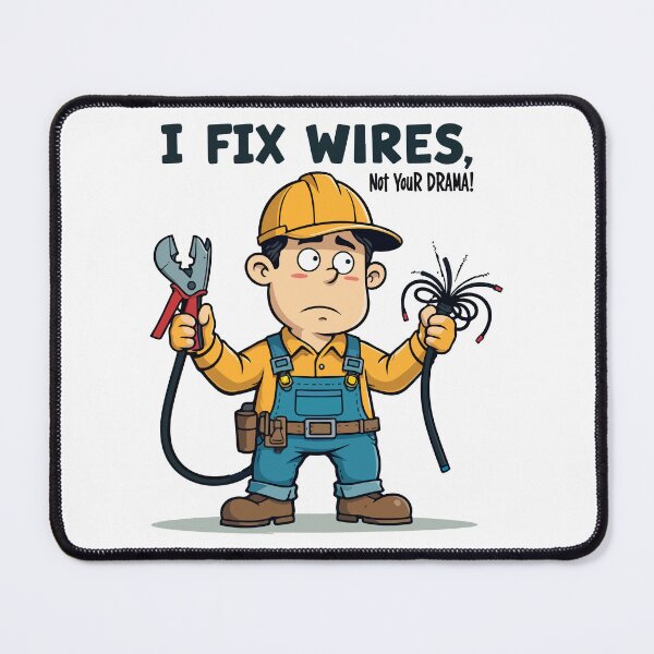 Item preview, I Fix Wires Not Your Drama Electrician Funny Cartoon T-Shirt designed and sold by Design-Pro-21.