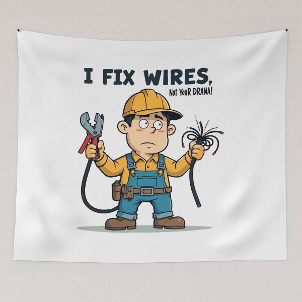 Item preview, I Fix Wires Not Your Drama Electrician Funny Cartoon T-Shirt designed and sold by Design-Pro-21.