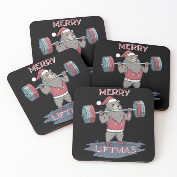 Item preview, Merry Liftmas – Muscular Christmas Bear Lifting Weights designed and sold by PLisasPets.