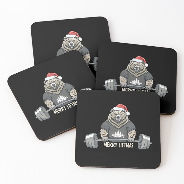 Item preview, Merry Liftmas – Muscular Christmas Bear Lifting Weights designed and sold by PLisasPets.