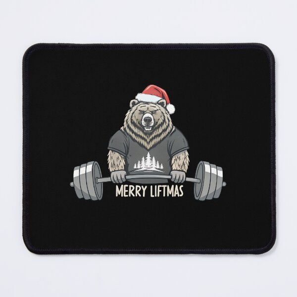 Item preview, Merry Liftmas – Muscular Christmas Bear Lifting Weights designed and sold by PLisasPets.
