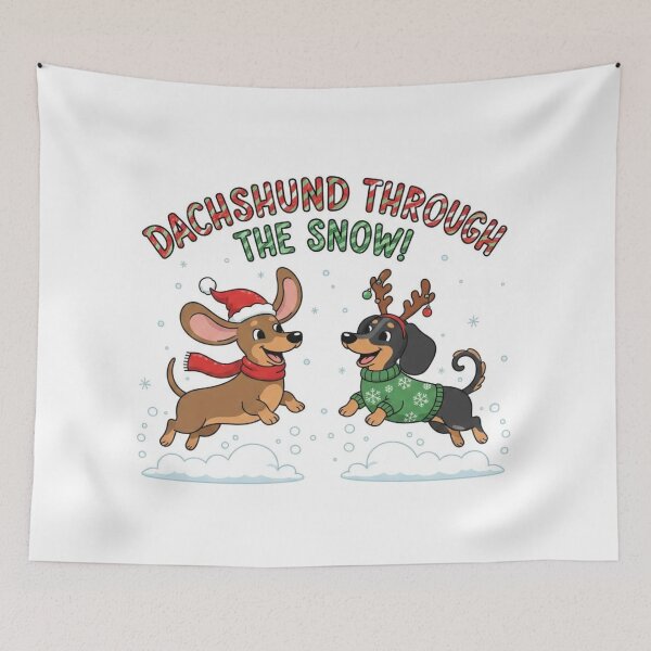 Item preview, Dachshund Through The Snow designed and sold by The Velvet Potato.