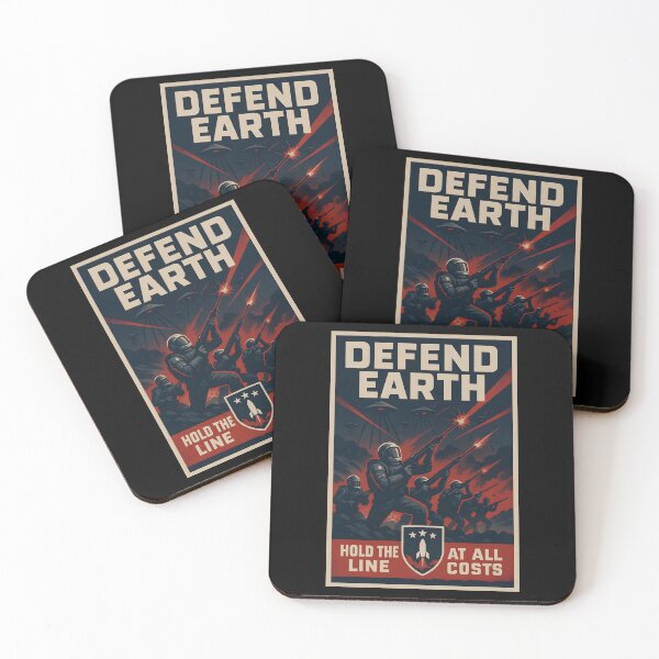 Item preview, Retro Sci-Fi Poster Soldiers Defend Earth From Alien Attack. designed and sold by The-T-In-Retro.