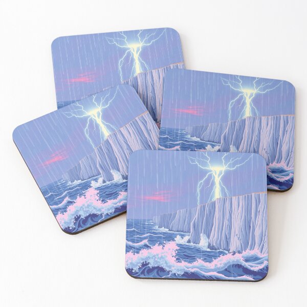 Item preview, "Thunderstorm Over Dramatic Ocean Cliffs Lightning Art Print" designed and sold by EllDAV777.